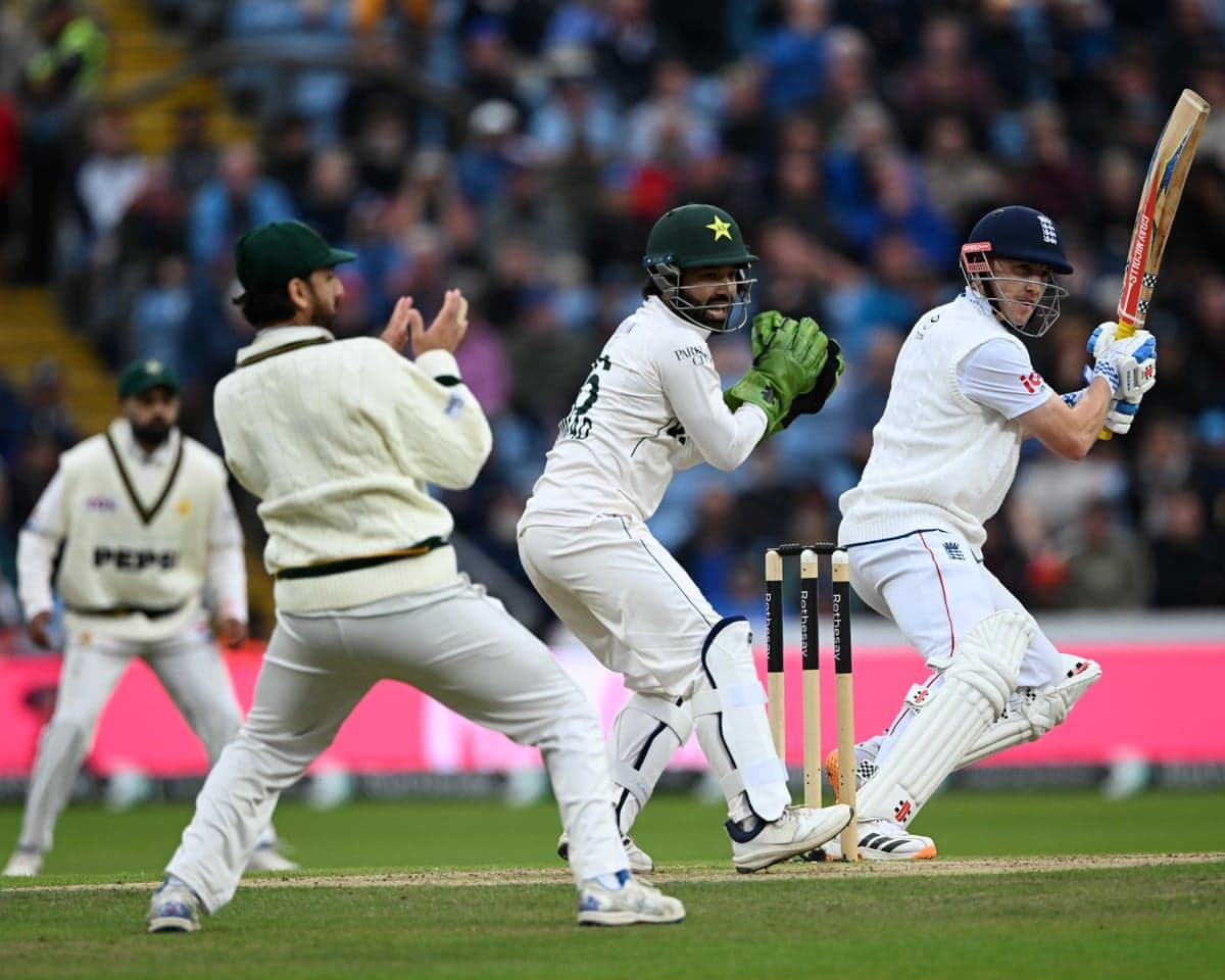 Harry Brook plays a shot on his way to an excellent 91 from 93 balls