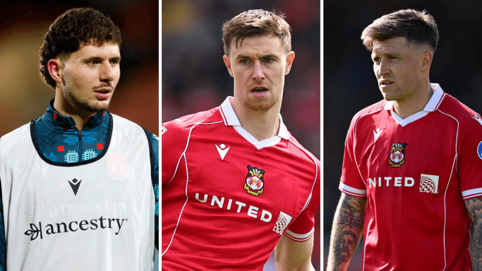 Wrexham trio Liberato Cacace (left), Ben Sheaf (centre) and Josh Windass (right)