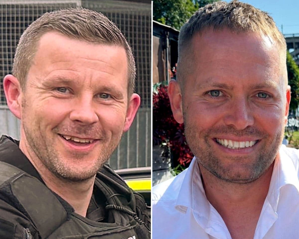 PC Tom Clough (left) and PC Matthew Blades, who died in a collision between a police vehicle and a car on the A66 near Middlesbrough.