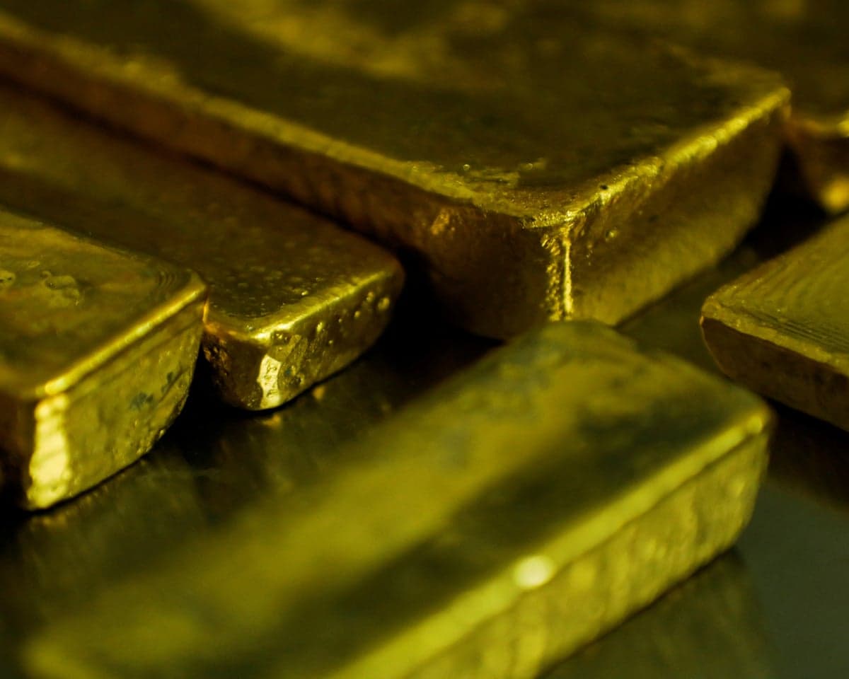 A view of smelted gold bars at a smelting facility in Accra, Ghana, 2024.