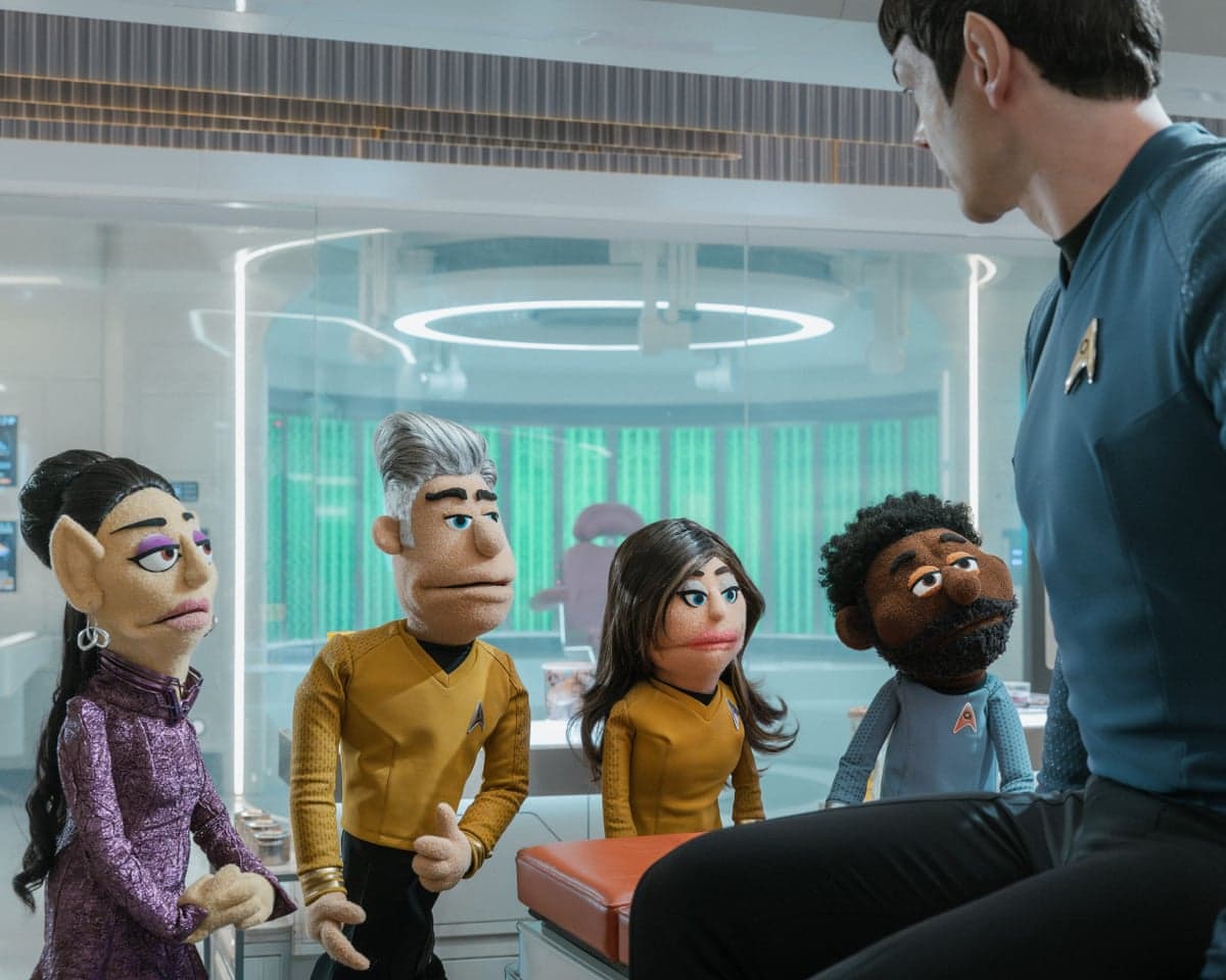 Four Star Trek characters reimagined as muppets with Spock.