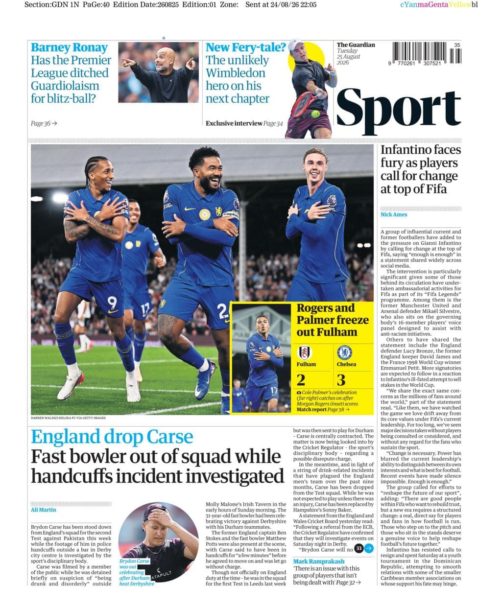 The Sport section of the Guardian newspaper