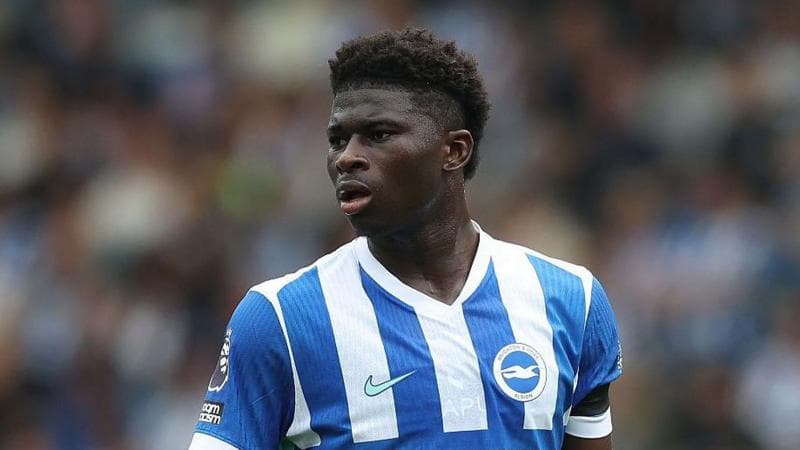 Carlos Baleba in action for Brighton against Tottenham in September 2025