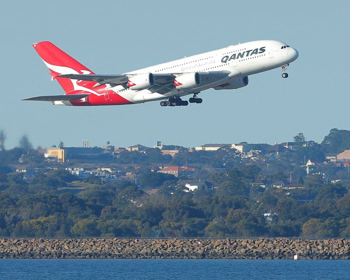 Qantas Airbus A380 taking off