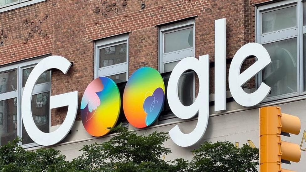 Google logo on the side of a building.