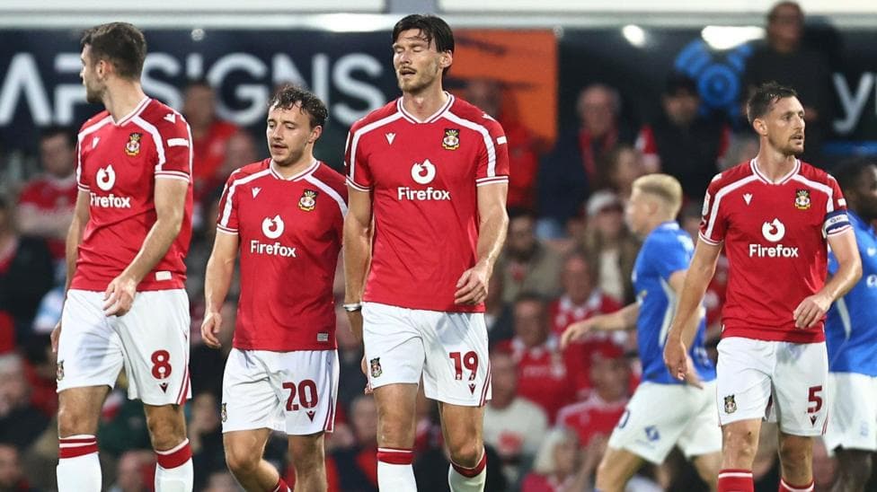 (Left to right) Wrexham's Ben Whiteman, Ollie Rathbone, Kieffer Moore and Dom Hyam