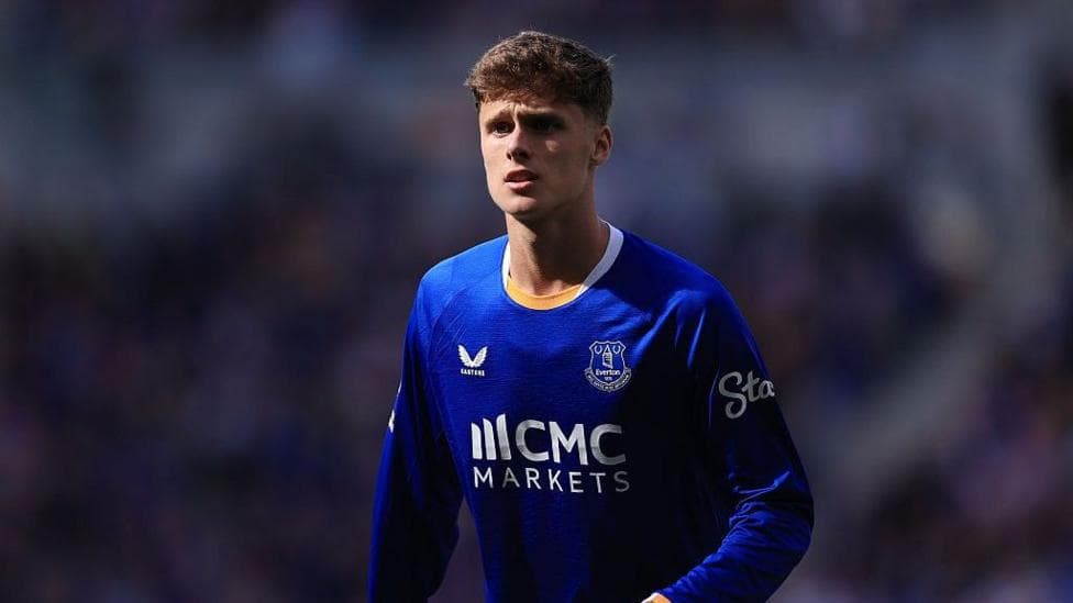 Harrison Armstrong in action for Everton against Crystal Palace in the Premier League