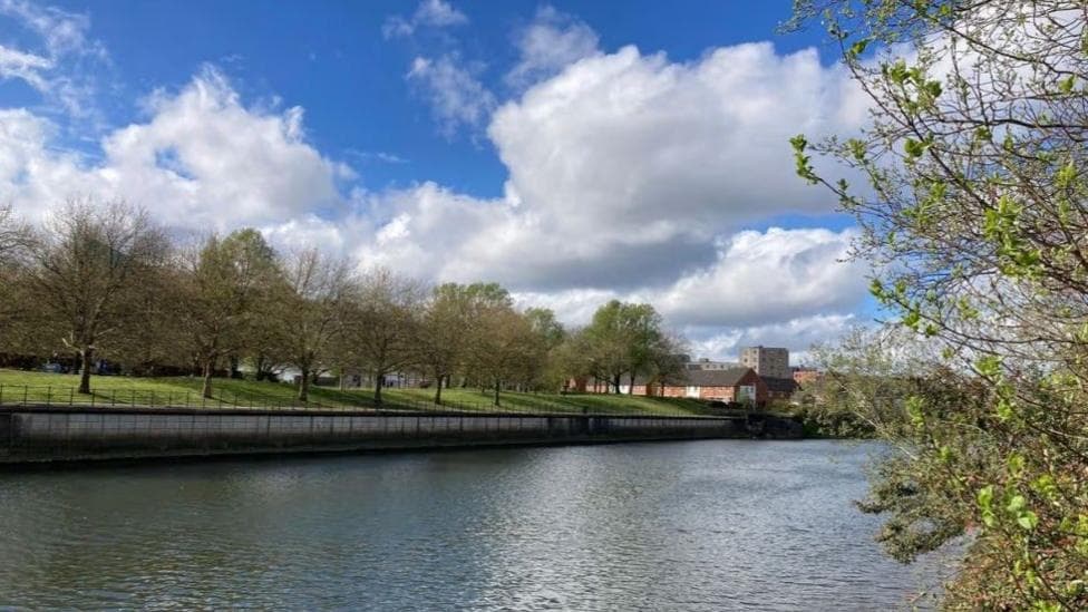 The west bank of the River Tawe, Swansea, where a new cycle and footpath will link the city to the Hafod-Morfa Copperworks site upstream.