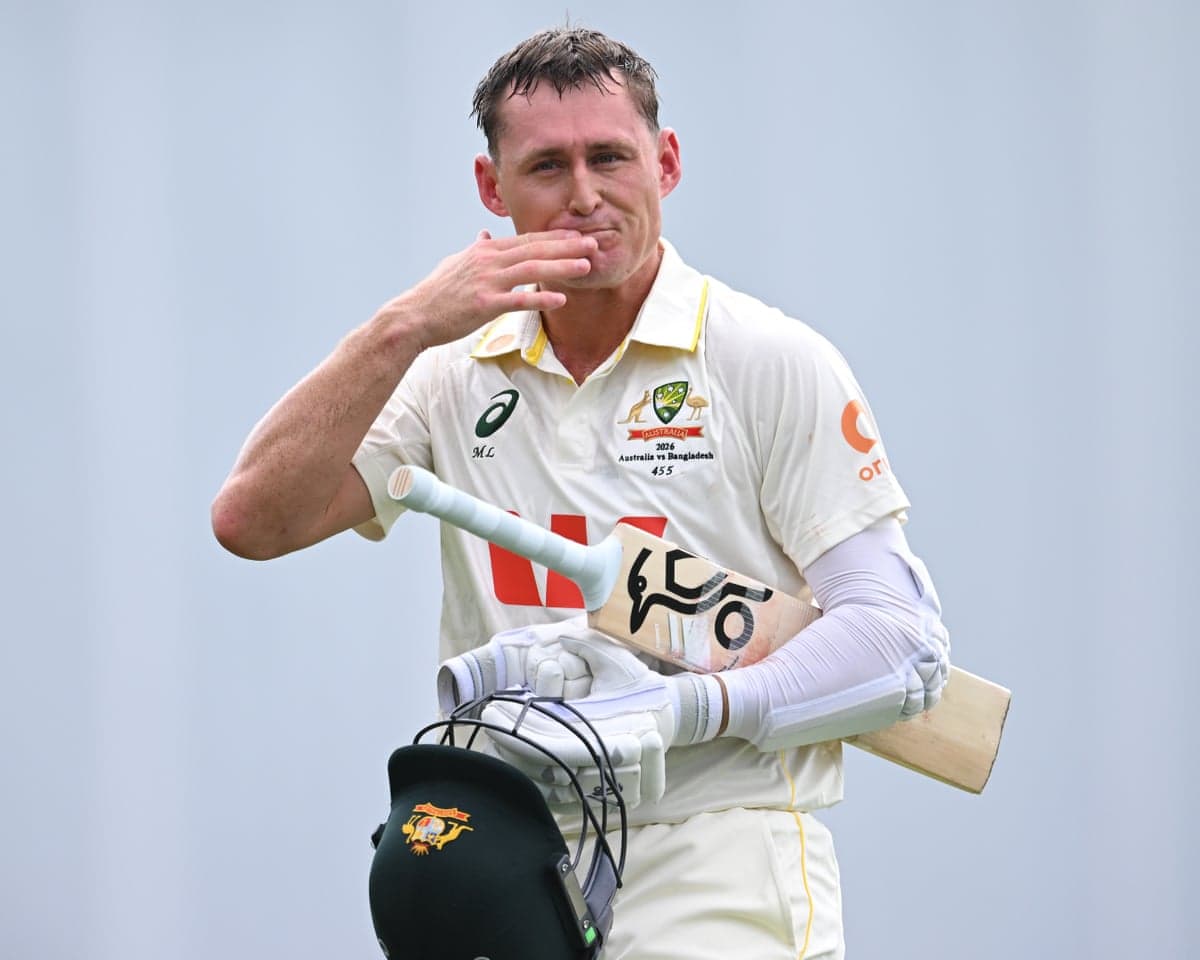 Marnus Labuschagne of Australia walks off after he was dismissed by Bangladesh's Ebadot Hossain