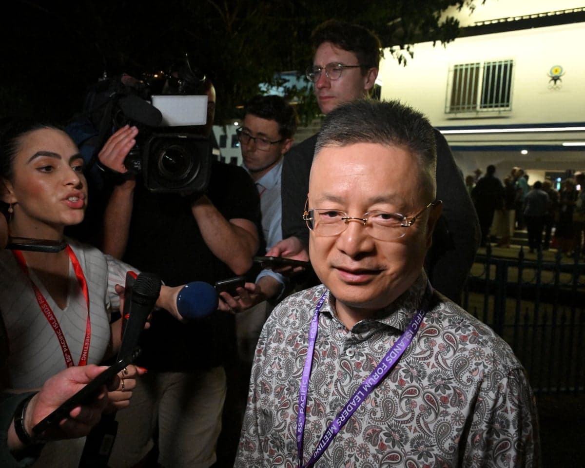 ‘It’s not a threat’: China’s special envoy for Pacific Island countries’ affairs, Qian Bo, leaves the opening ceremony at the Pacific Islands Forum leaders’ meeting in Koror, Palau, on Monday
