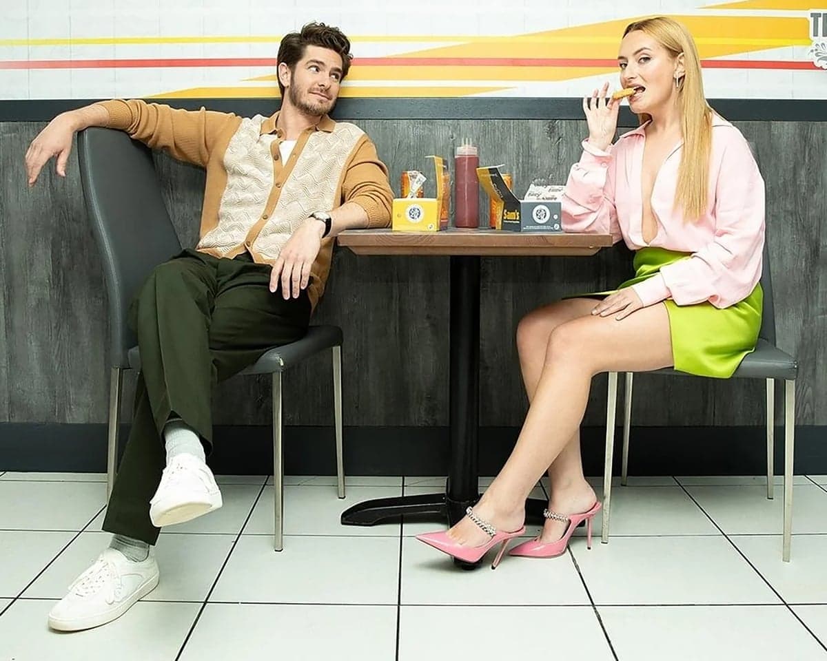 Andrew Garfield and Amelia Dimoldenberg on Chicken Shop Date.