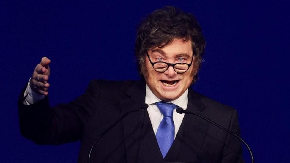 Argentina's President Javier Milei delivers a speech at the opening ceremony of the 5th Regional Meeting of the Madrid Forum, in Santiago, Chile, September 3