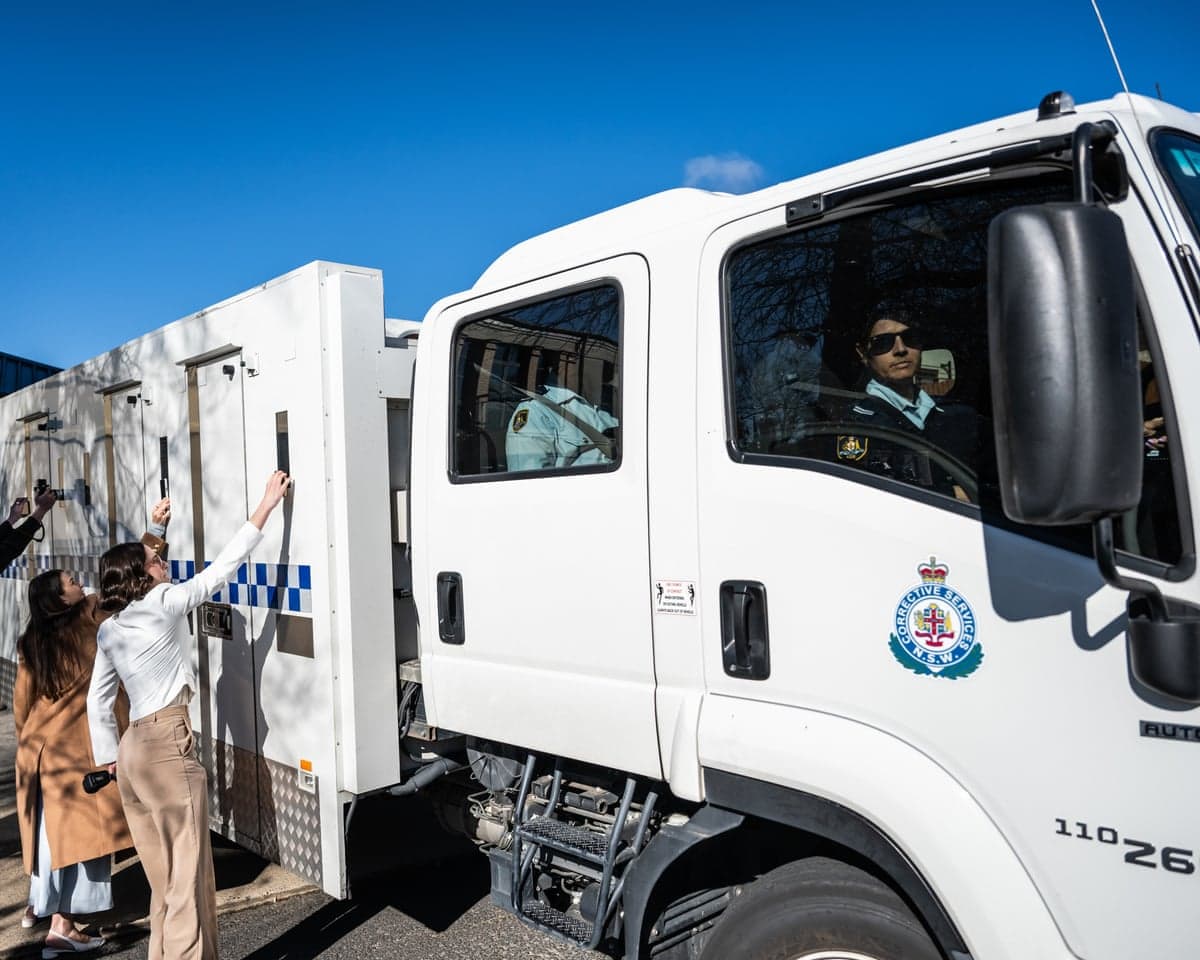 A Corrective Services truck carrying Daniel Billings arrives at Orange courthouse on Friday. Billings murdered Molly Ticehurst in 2024.