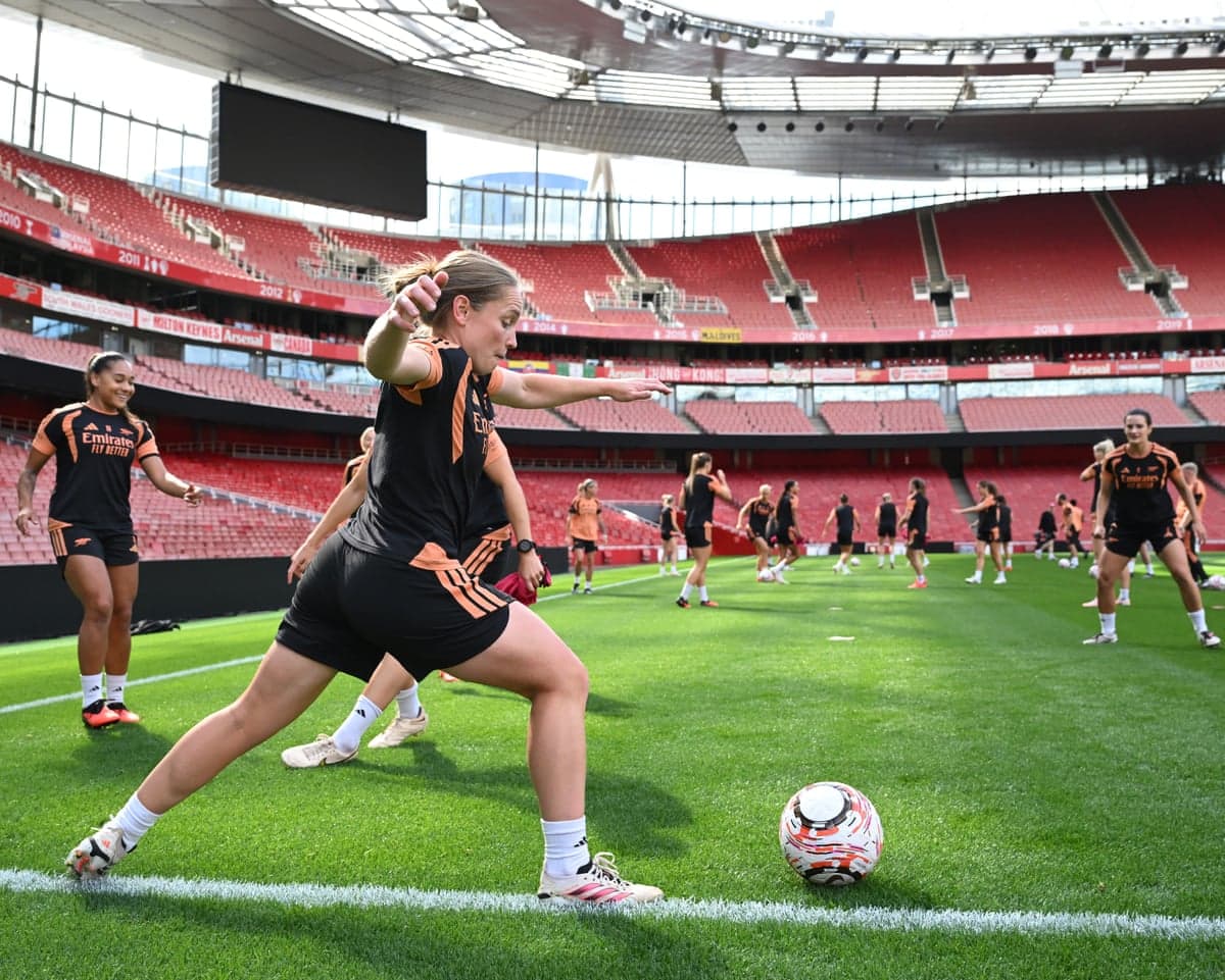 Arsenal during a training session at the Emirates Stadium