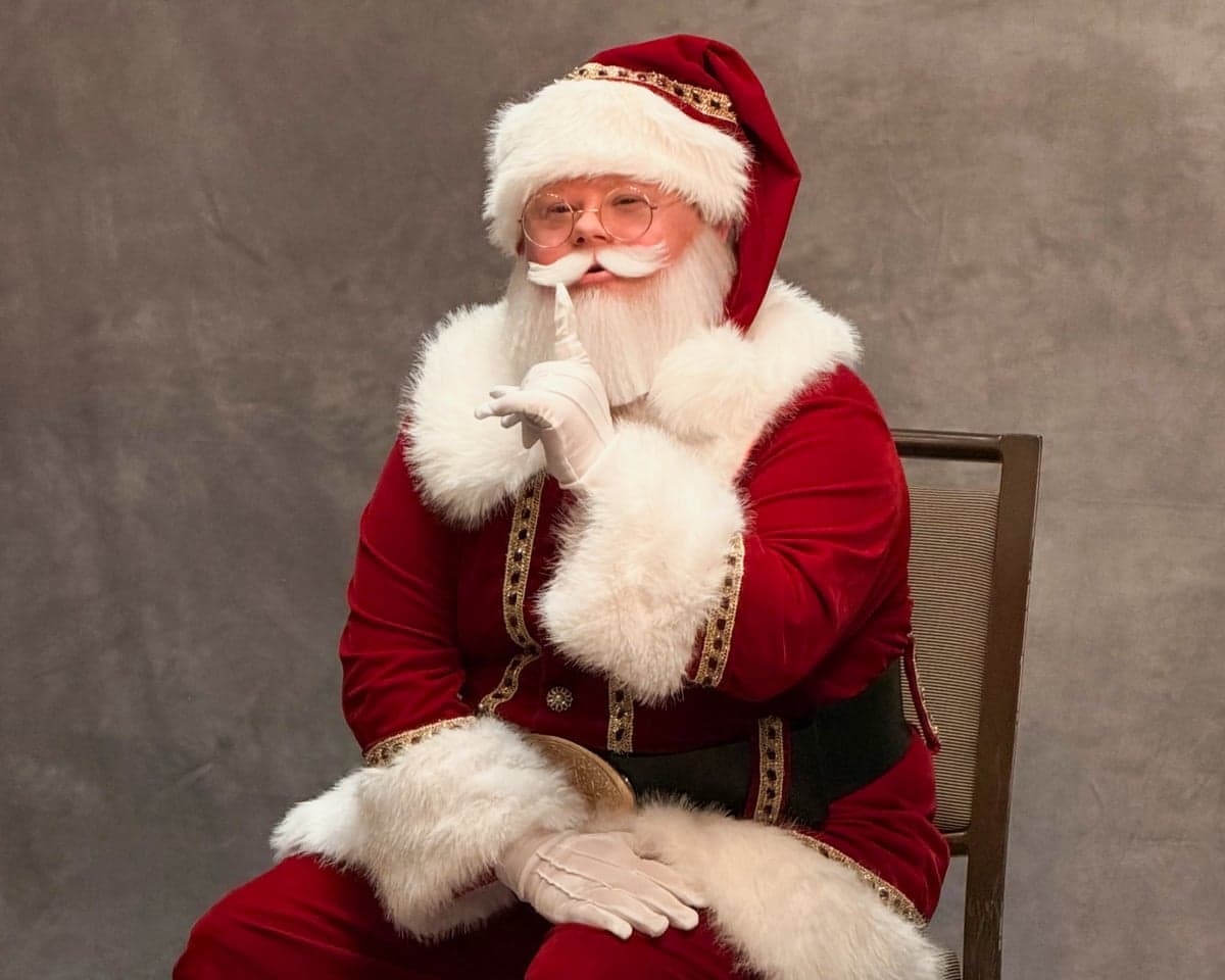 A man is dressed as Santa