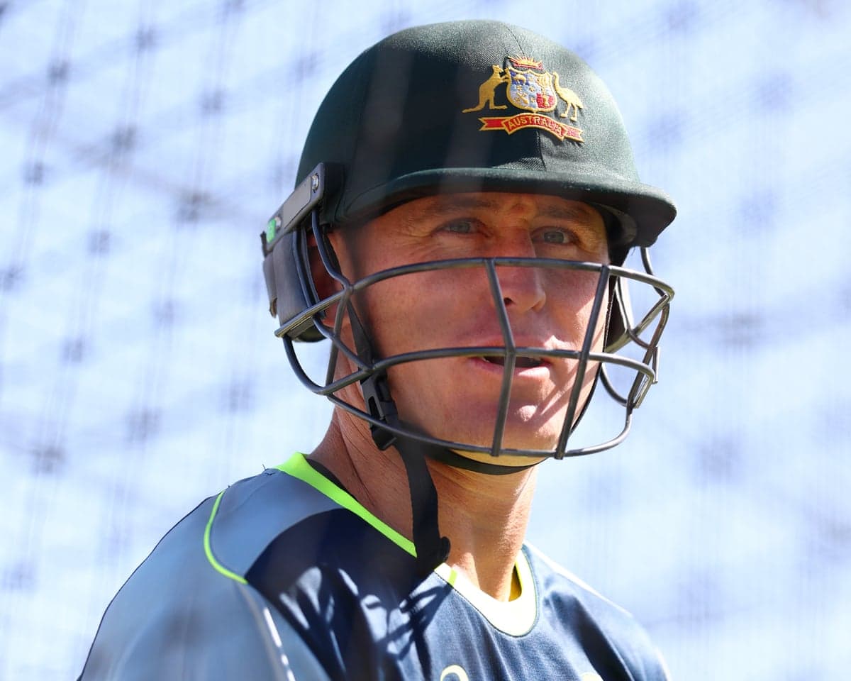 Marnus Labuschagne of Australia looks on during an Australia nets session at Great Barrier Reef Arena