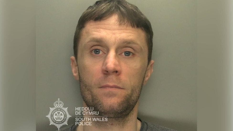 Mugshot of Liam McDonald, who has blue eyes, brown short hair, and a brown short beard. He wears a grey t-shirt.