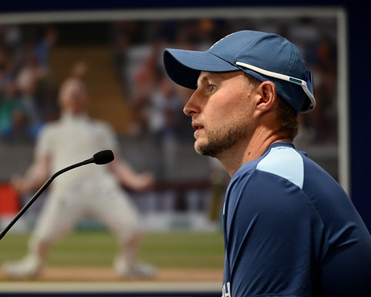 England captain Joe Root speaks to the media at Edgbaston