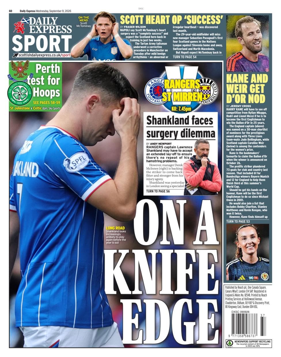 Daily Express back page