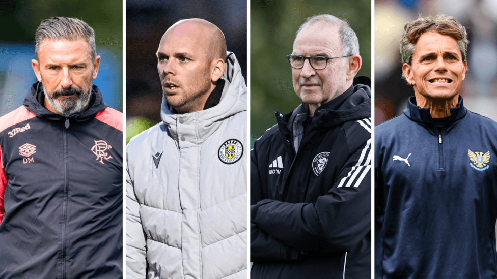Rangers manager Derek McInnes, St Mirren head coach Craig McLeish, Celtic manager Martin O'Neill and St Johnstone boss Simo Valakari