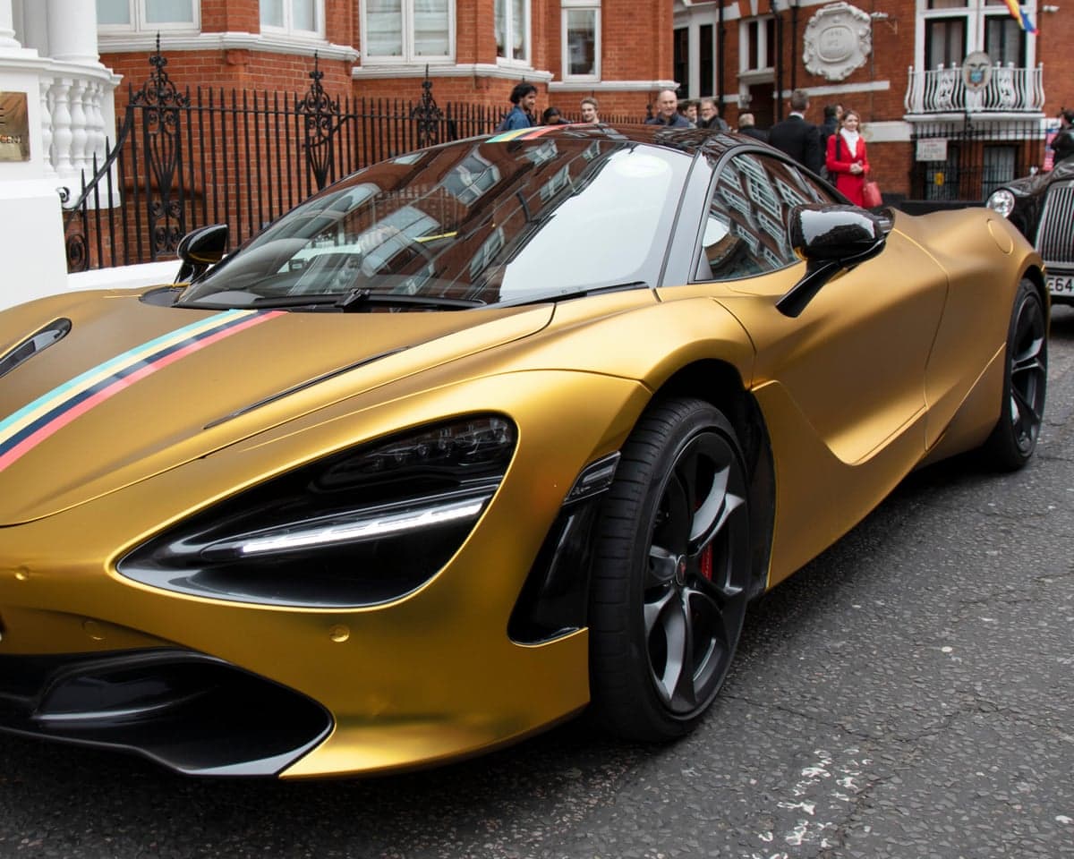 A McLaren sports car parked in Knightsbridge, London