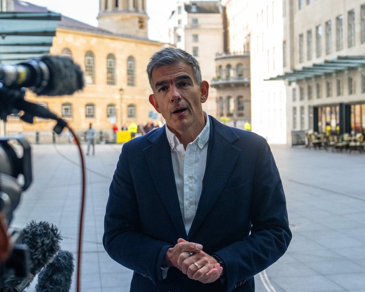 Matt Brittin speaks to members of the press in London.