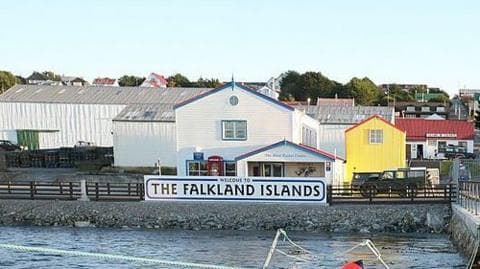 STANLEY, FALKLAND ISLANDS - MARCH 2006: Stanley welcomes visitors to the Falkland Islands.