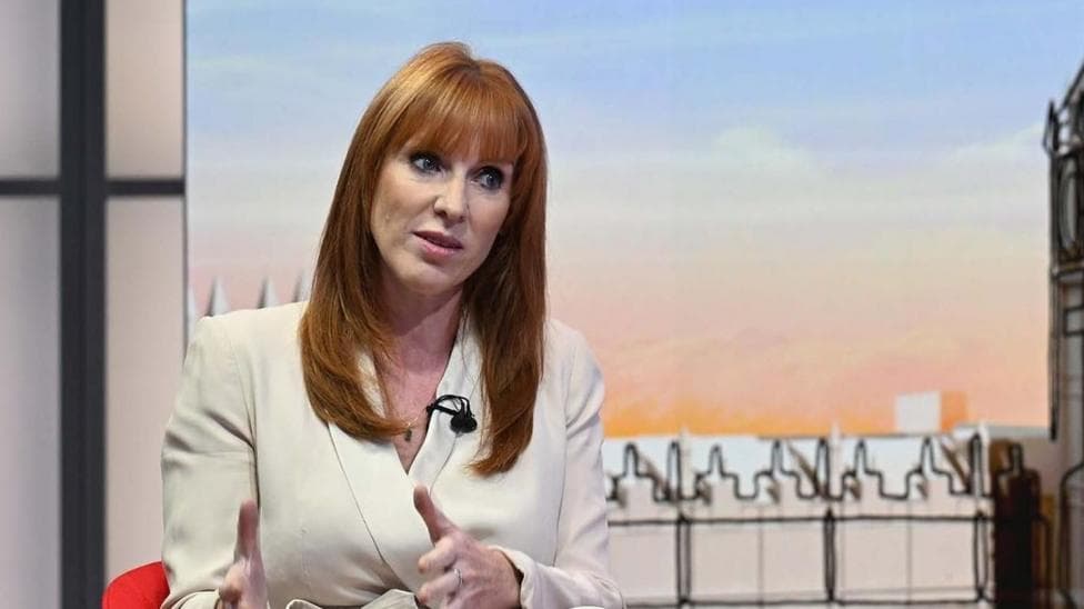 Angela Rayner sitting on the set of the BBC's Sunday with Laura Kuenssberg programme.