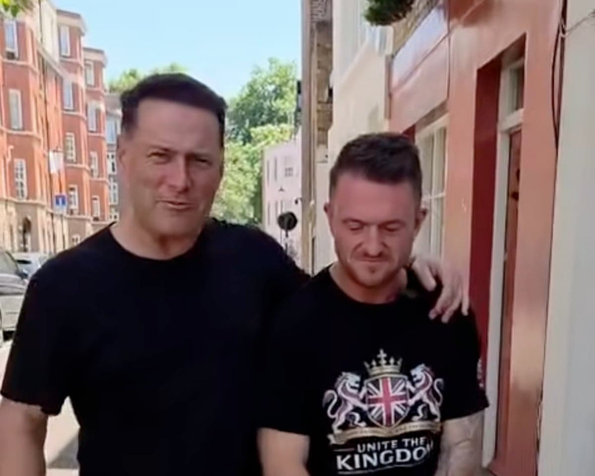 Screenshot from a Facebook post by The Karl Stefanovic show depicting the host with UK far-right activist Tommy Robinson.