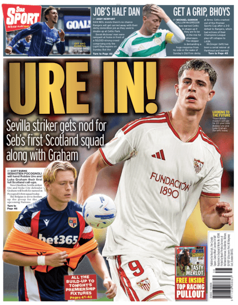 The back page of the Scottish Daily Express on 150926
