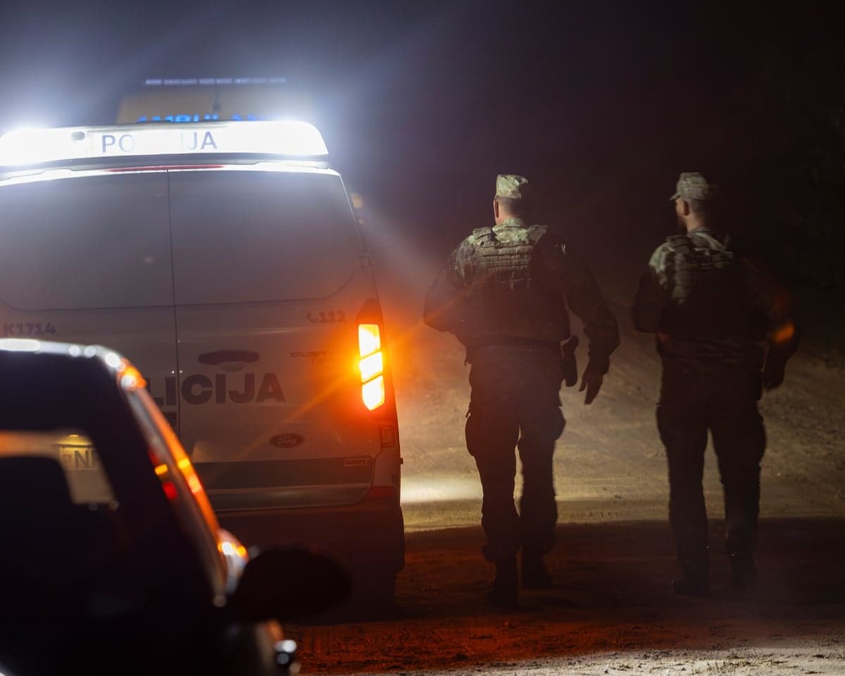 Lithuanian soldiers are securing the area where Italian fighter jets shot down a drone early morning in Lithuania, on 15 September 2026.