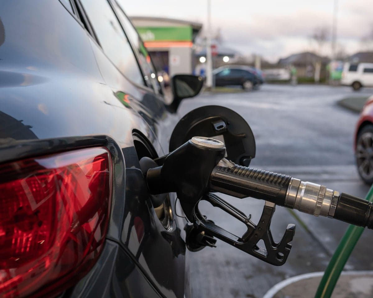 A car refueling on a petrol station.