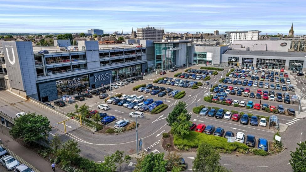 Ariel view of Aberdeen's Union Square shopping centre