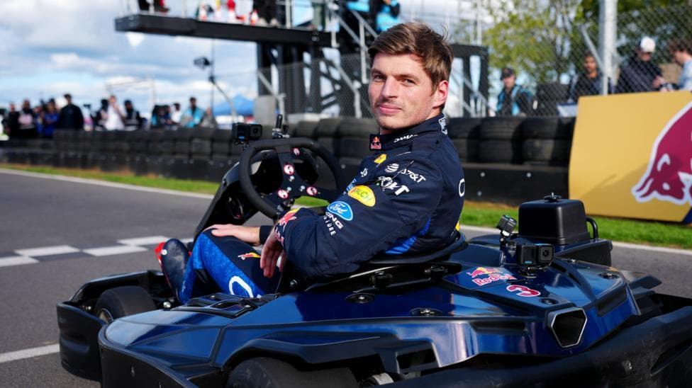 Red Bull's Max Verstappen in his go-kart at Silverstone