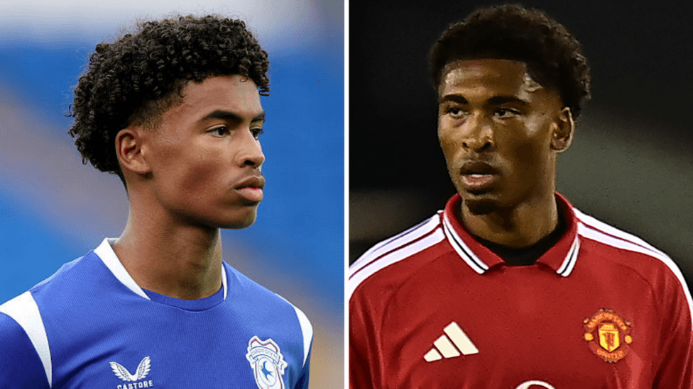 Cardiff's Noah Anyadike and Manchester United's Reece Munro