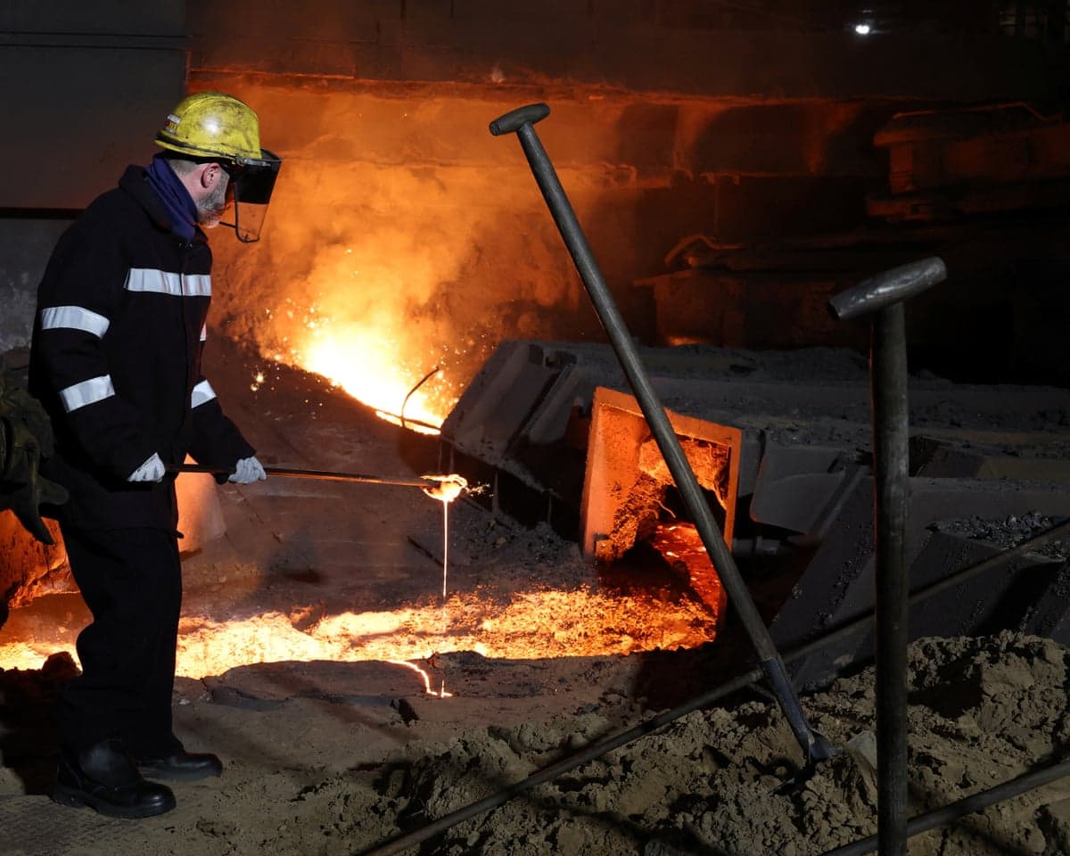 A worker at one of the blast furnaces at British Steel’s site in Scunthorpe