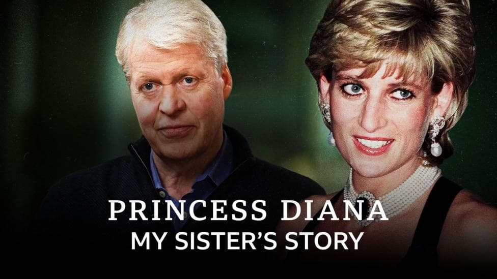 A graphic featuring Princess Diana and her brother, Earl Spencer, with the text "Princess Diana My Sister's Story".