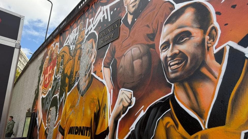 A vandalised mural