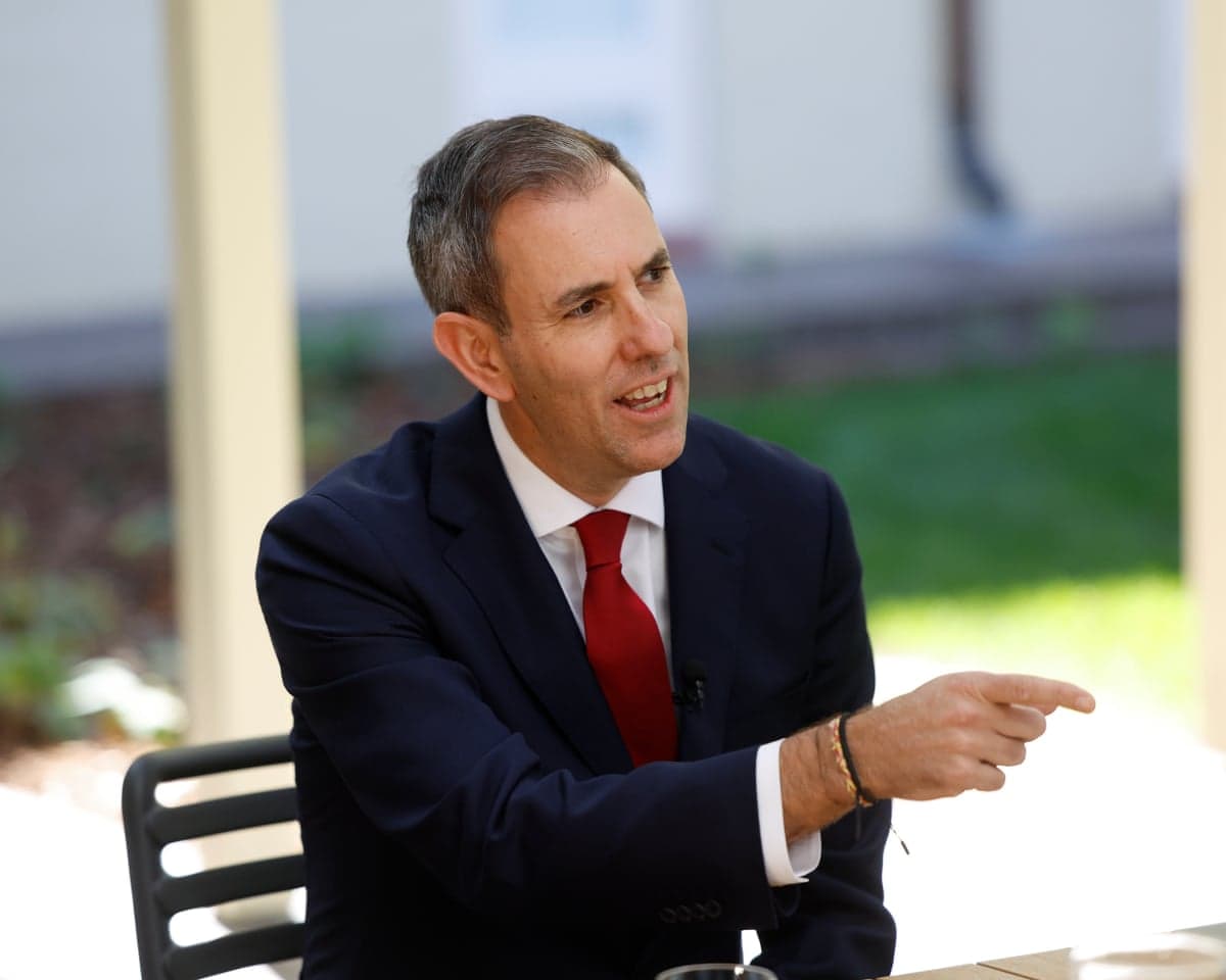 Jim Chalmers speaks to a group of Australian National University students before the release of the 2026 Intergenerational Report.