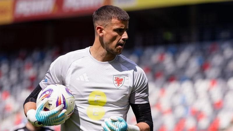Karl Darlow warming up for Wales