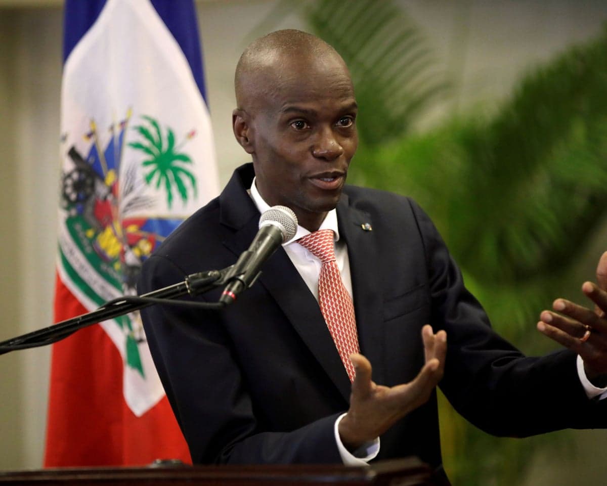 Haiti's president Jovenel Moïse speaks during a press conference in March 2020.