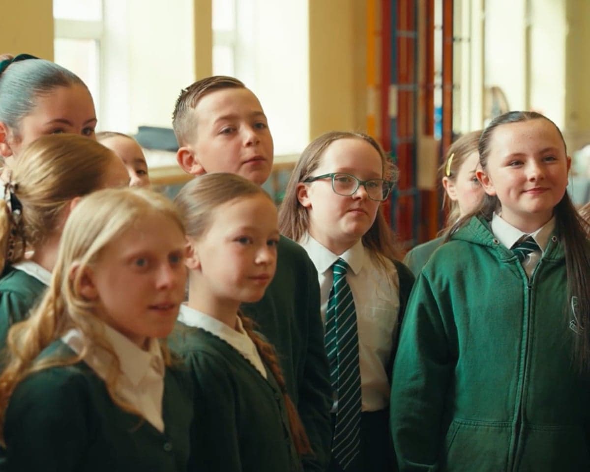 Children singing in school