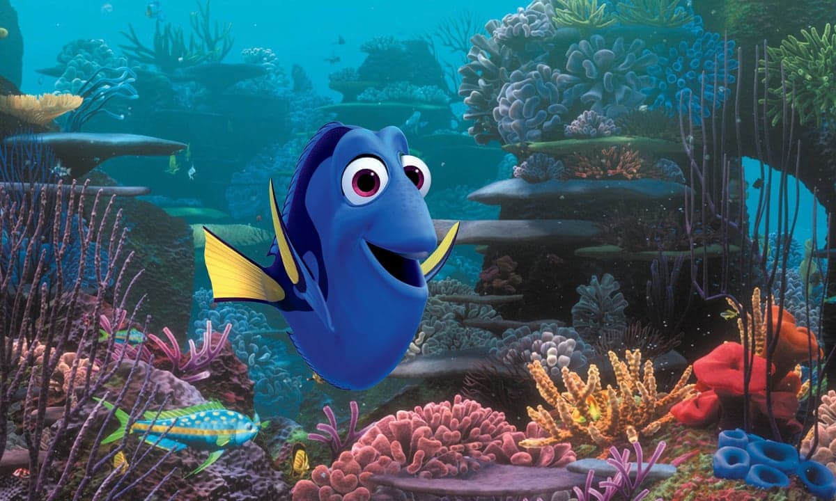 FILE - This undated file image released by Disney shows the character Dory, voiced by Ellen DeGeneres, in a scene from "Finding Dory." In a statement Tuesday, July 19, 2016, researchers at the University of Florida Tropical Aquaculture Laboratory said they had successfully bred Pacific blue tangs in captivity for the first time. The blue species is the model for the forgetful fish featured in the films "Finding Nemo" and "Finding Dory." (Pixar/Disney via AP, File)