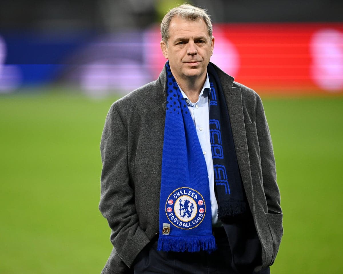Todd Boehly at Stamford Bridge before a Chelsea game.