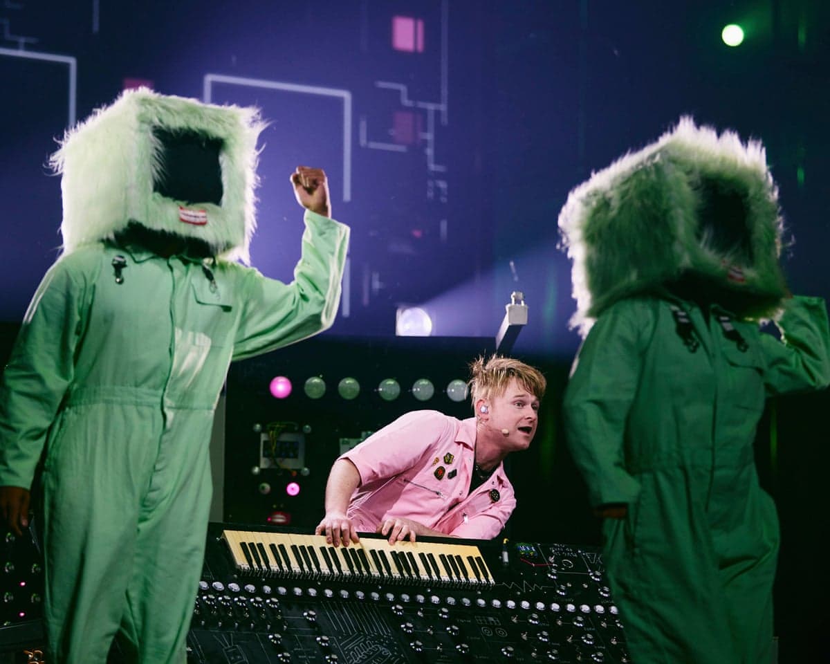 The UK's Eurovision 2026 entry, Look Mum No Computer, on stage in Vienna, Austria, 8 May 2026.