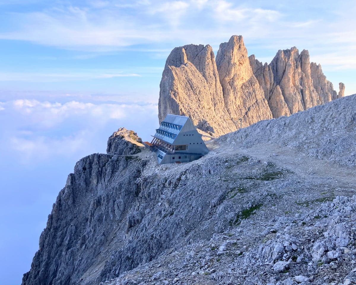 Santnerpass Hut in the Dolomites