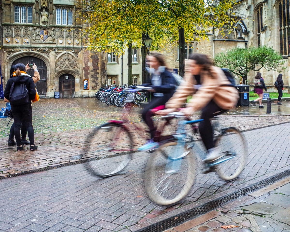 People on bicycles in Cambridge