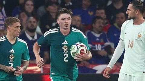 Paddy Kelly with the ball after scoring against France in June