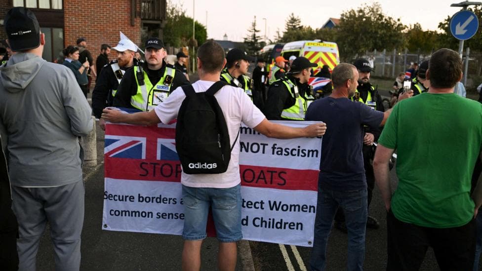 Protesters in Gosport, Hampshire