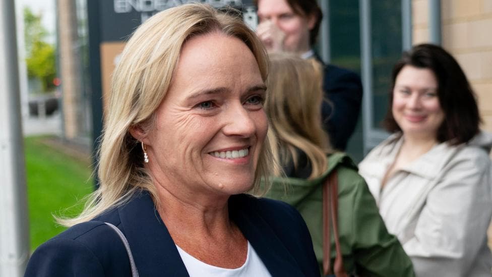 Sandie Peggie arrives for an employment tribunal case in Dundee after taking action against the Royal College of Nursing.